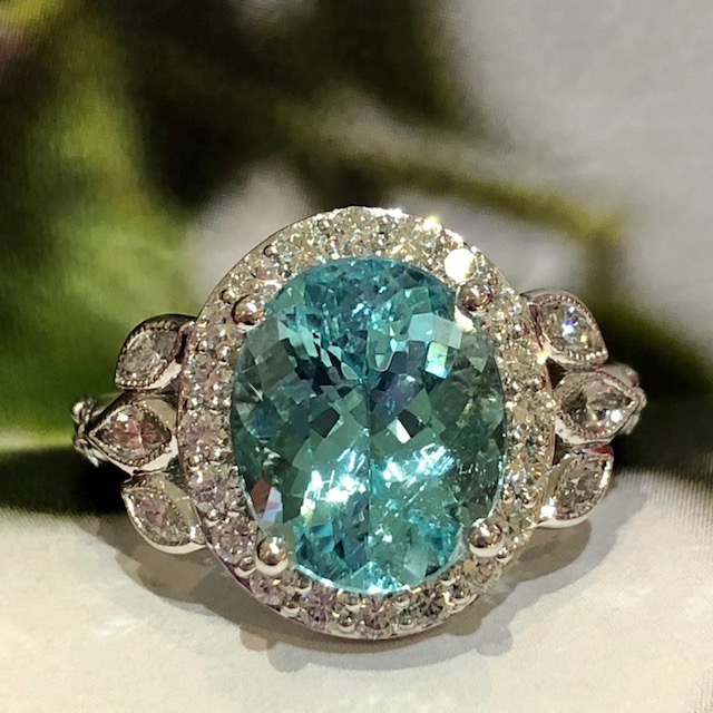 Blue green tourmaline engagement rings sale