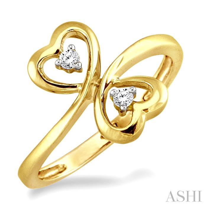 TWIN HEART SHAPE 2 STONE DIAMOND FASHION RING