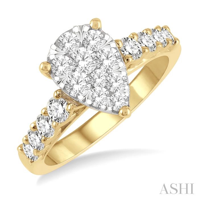 PEAR SHAPE LOVEBRIGHT DIAMOND ENGAGEMENT RING