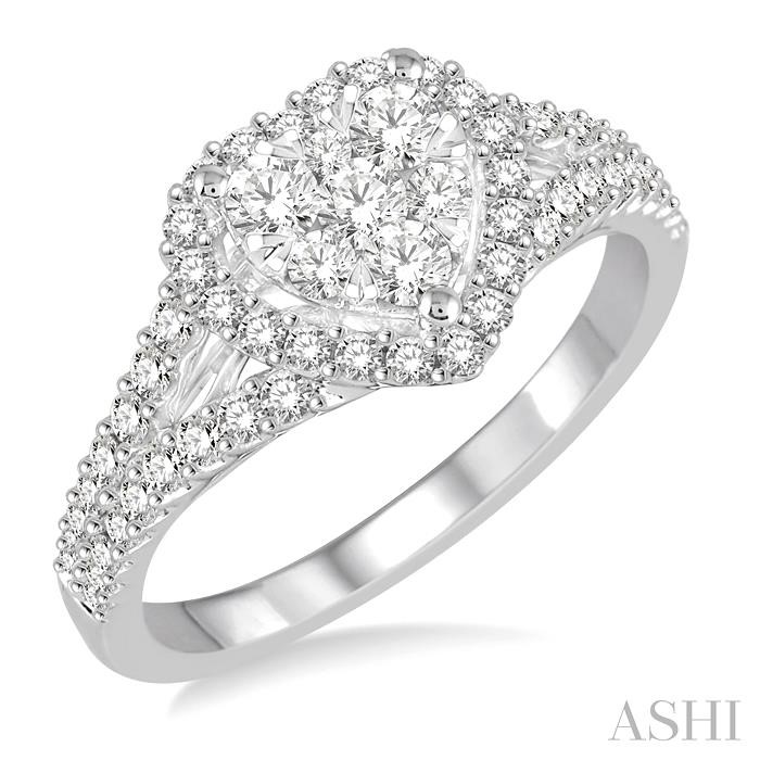 HEART SHAPE HALO LOVEBRIGHT DIAMOND ENGAGEMENT RING