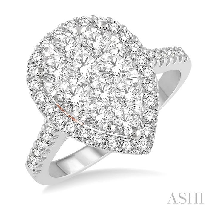 PEAR SHAPE HALO LOVEBRIGHT ESSENTIAL DIAMOND ENGAGEMENT RING