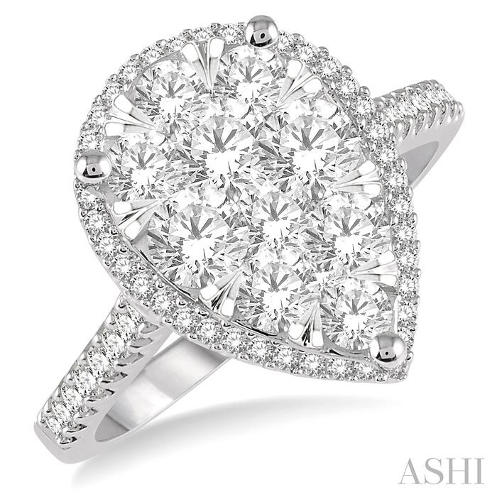 PEAR SHAPE HALO LOVEBRIGHT ESSENTIAL DIAMOND ENGAGEMENT RING