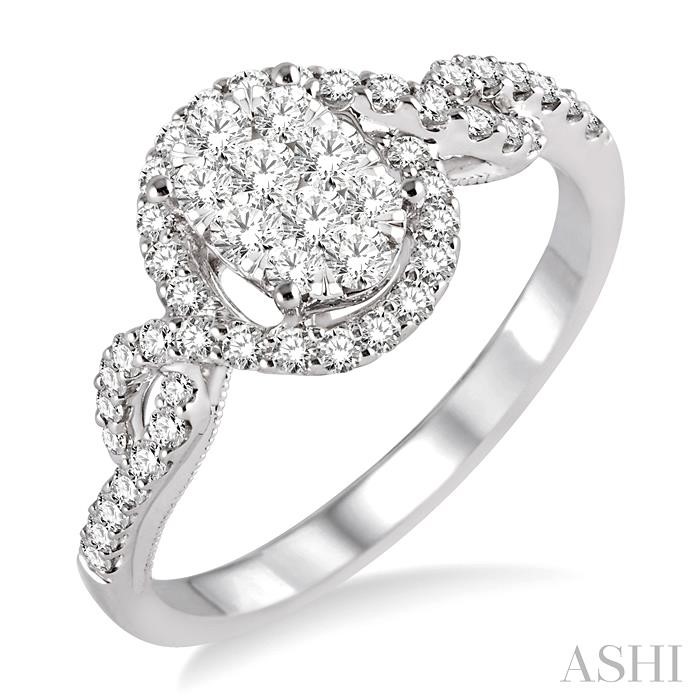 OVAL SHAPE HALO LOVEBRIGHT DIAMOND ENGAGEMENT RING