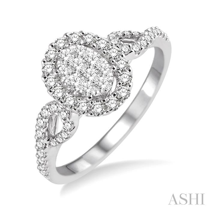 OVAL SHAPE HALO LOVEBRIGHT DIAMOND ENGAGEMENT RING