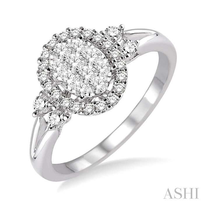 OVAL SHAPE HALO LOVEBRIGHT DIAMOND ENGAGEMENT RING