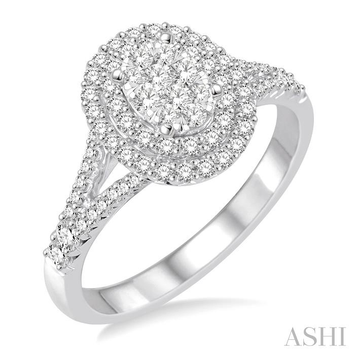 OVAL SHAPE HALO LOVEBRIGHT DIAMOND ENGAGEMENT RING