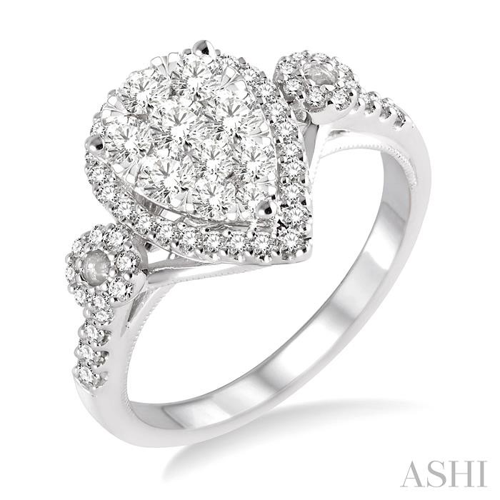 PEAR SHAPE HALO LOVEBRIGHT DIAMOND ENGAGEMENT RING