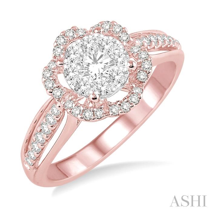 FLOWER HALO LOVEBRIGHT DIAMOND ENGAGEMENT RING