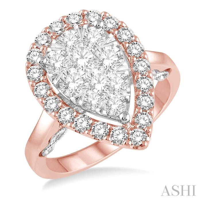 PEAR SHAPE HALO LOVEBRIGHT ESSENTIAL DIAMOND RING