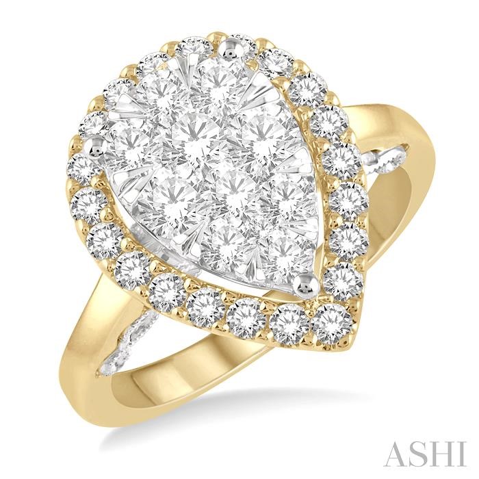 PEAR SHAPE HALO LOVEBRIGHT ESSENTIAL DIAMOND RING