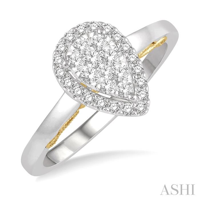 PEAR SHAPE HALO LOVEBRIGHT ESSENTIAL DIAMOND RING