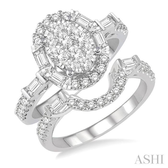 OVAL SHAPE HALO LOVEBRIGHT DIAMOND WEDDING SET