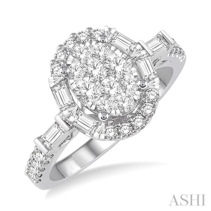 OVAL SHAPE HALO LOVEBRIGHT DIAMOND ENGAGEMENT RING