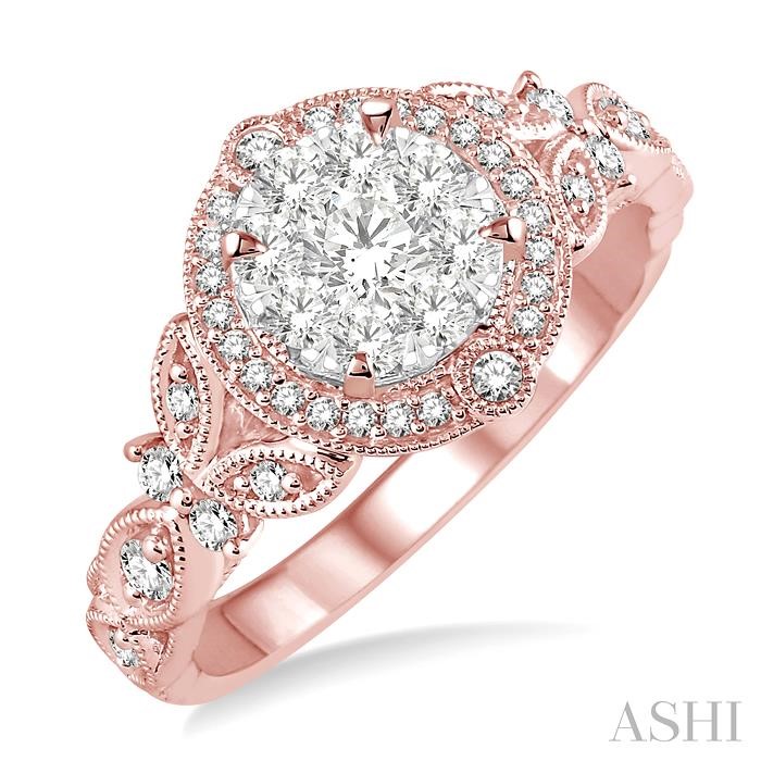 Round Shape Halo Lovebright Diamond Engagement Ring