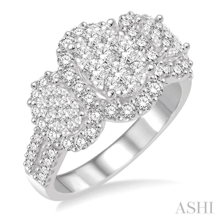 OVAL SHAPE PAST PRESENT & FUTURE HALO LOVEBRIGHT DIAMOND ENGAGEMENT RING