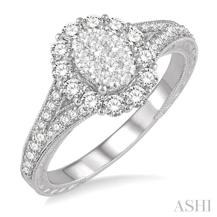 OVAL SHAPE HALO LOVEBRIGHT DIAMOND ENGAGEMENT RING