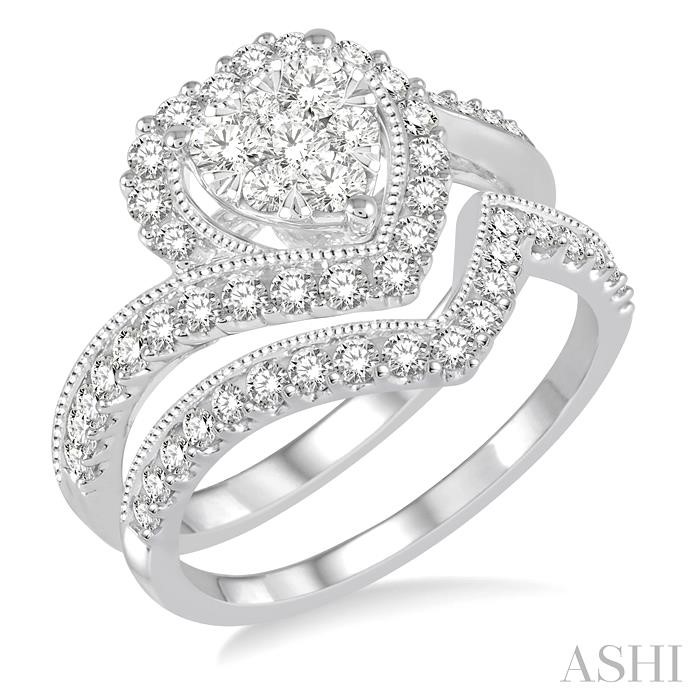 HEART SHAPEHALO  LOVEBRIGHT DIAMOND WEDDING SET