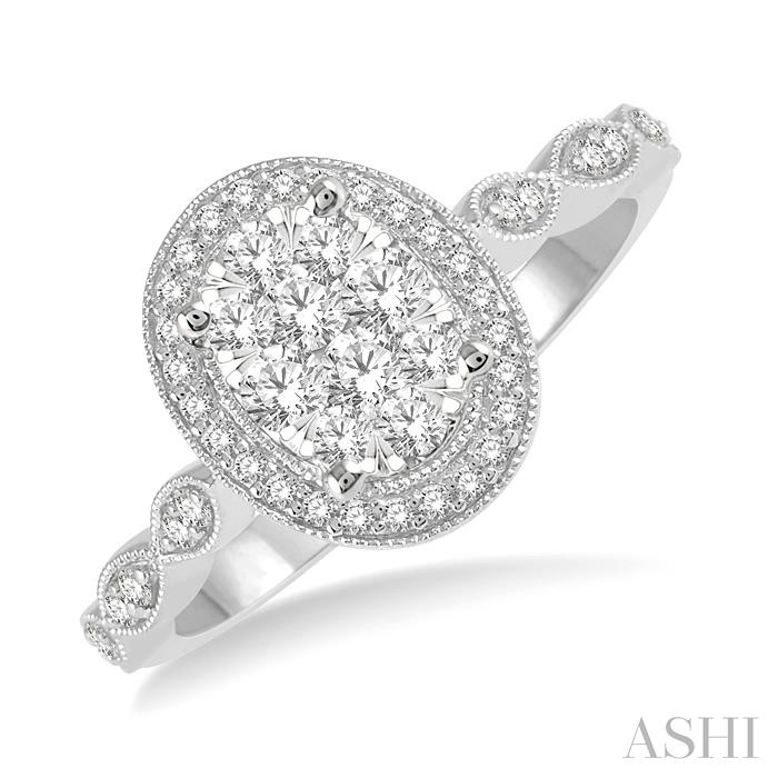 OVAL SHAPE HALO LOVEBRIGHT DIAMOND ENGAGEMENT RING