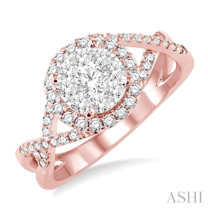 Round Shape Halo Lovebright Diamond Engagement Ring