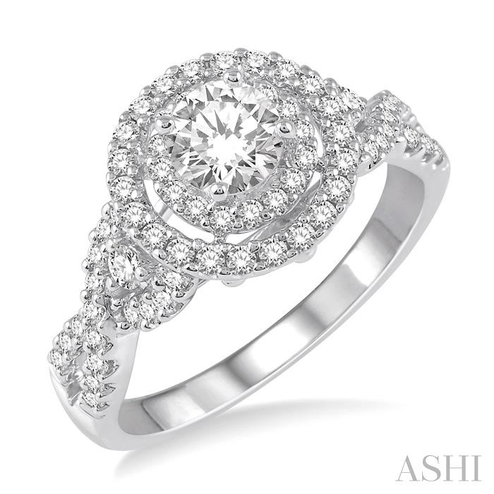 ROUND SHAPE HALO DIAMOND ENGAGEMENT RING