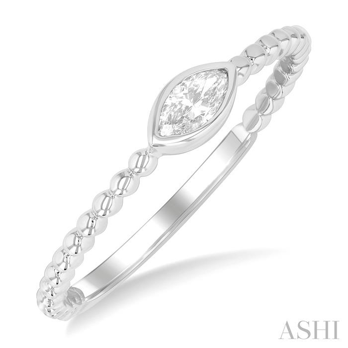Marquise Shape East-West Bezel Set Petite Diamond Fashion Ring