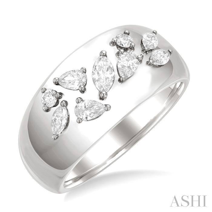 Mixed Shape Diamond Fashion Wide Band