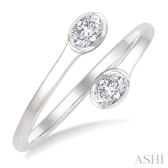 Oval Shape Bezel Set Diamond Fashion Ring
