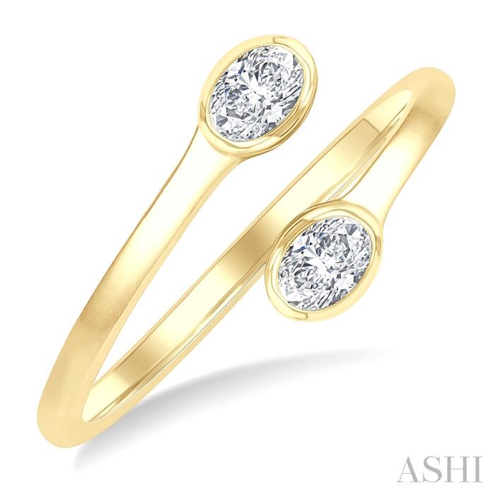 Oval Shape Bezel Set Diamond Fashion Ring