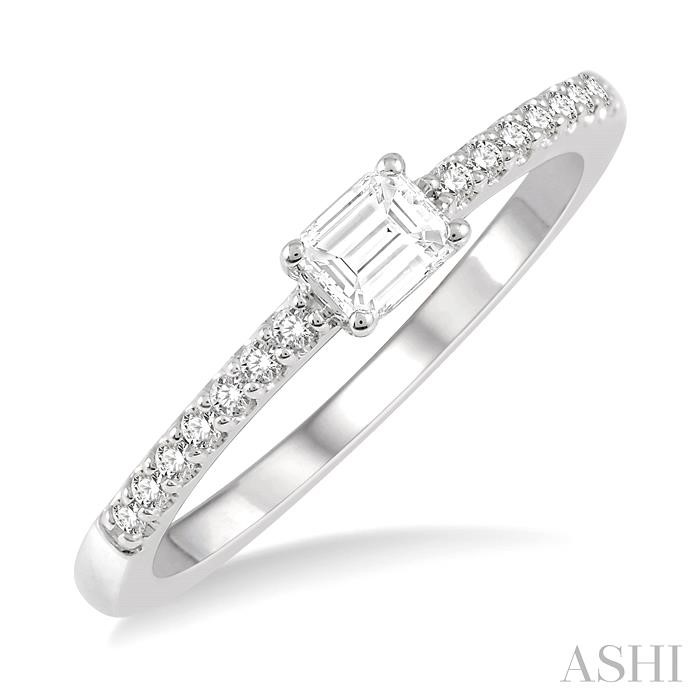 STACKABLE EMERALD SHAPE EAST-WEST DIAMOND RING