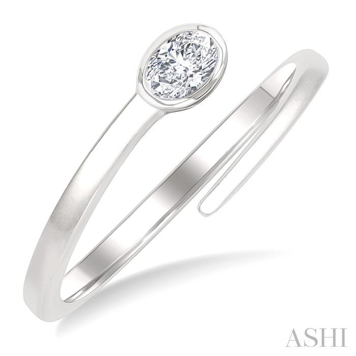 Oval Shape Bezel Set Diamond Fashion Ring