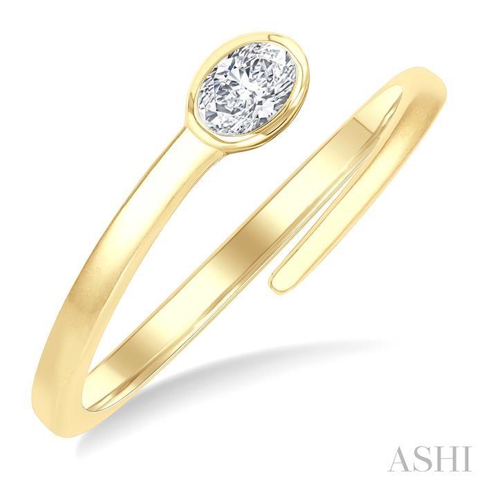 Oval Shape Bezel Set Diamond Fashion Ring