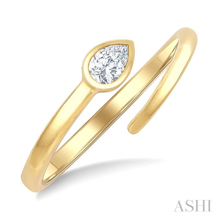 Pear Shape Bezel Set Diamond Fashion Ring