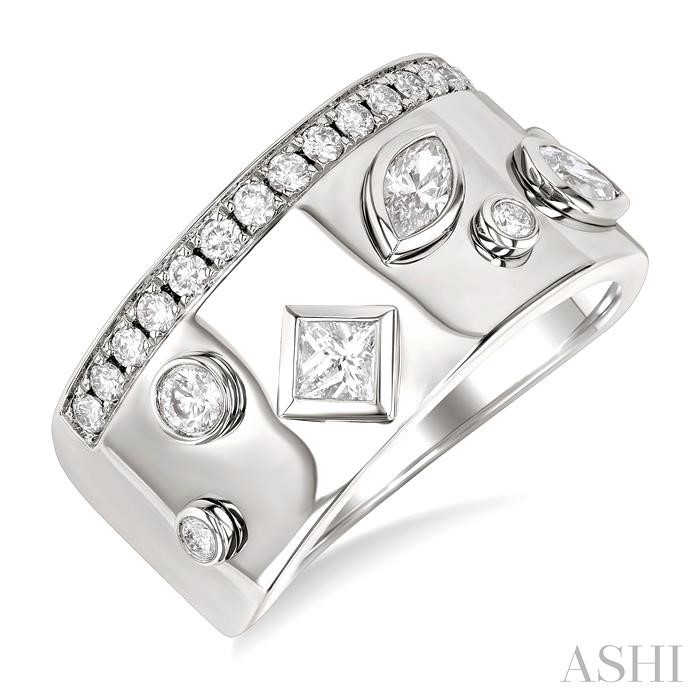 Mixed Shape Diamond Fashion Wide Band