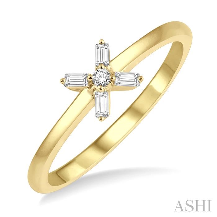 STACKABLE CROSS PETITE BAGUETTE DIAMOND FASHION RING