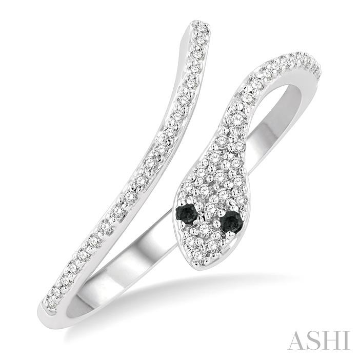 SNAKE PETITE BLACK DIAMOND FASHION OPEN RING