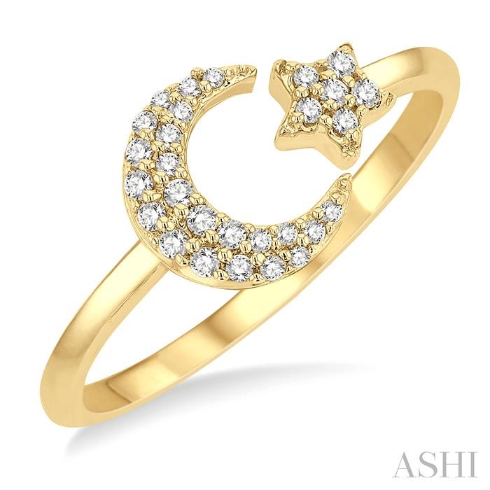 STACKABLE CRESCENT MOON & STAR PETITE DIAMOND FASHION RING