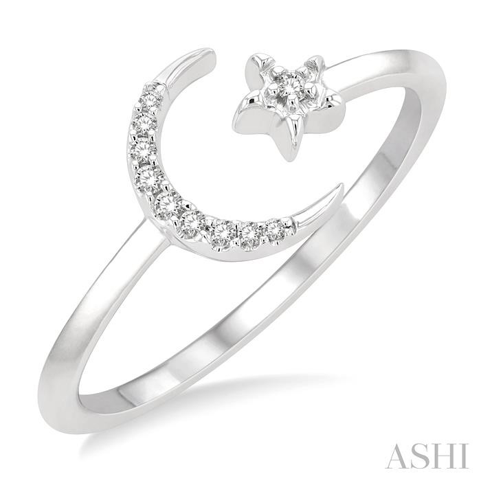 STACKABLE CRESCENT MOON & STAR PETITE DIAMOND FASHION RING