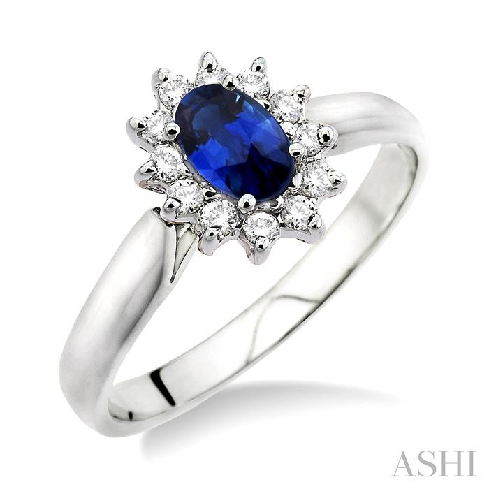 Oval Shape Gemstone & Halo Diamond Ring
