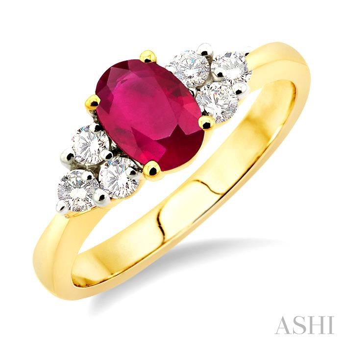 OVAL SHAPE GEMSTONE & DIAMOND RING