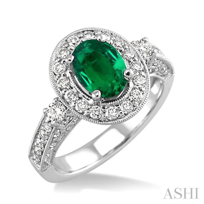 Oval Shape Gemstone & Halo Diamond Ring