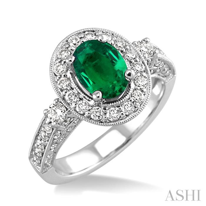 OVAL SHAPE GEMSTONE & HALO DIAMOND RING