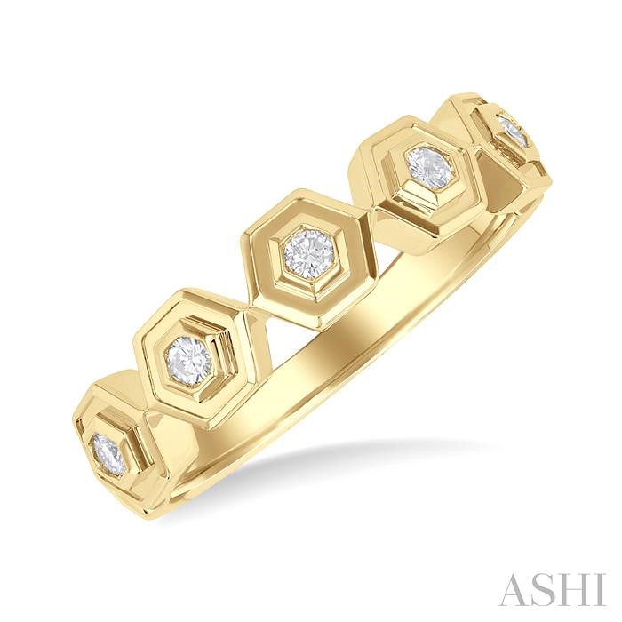 HEXAGON SHAPE DIAMOND FASHION RING