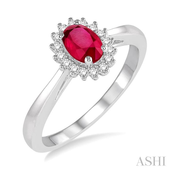 OVAL SHAPE GEMSTONE & HALO DIAMOND RING