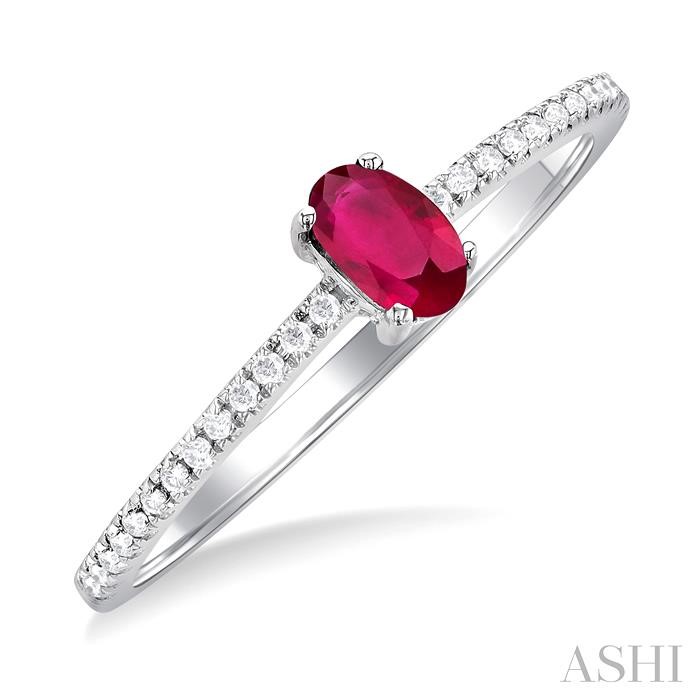 OVAL SHAPE GEMSTONE & PETITE DIAMOND FASHION RING