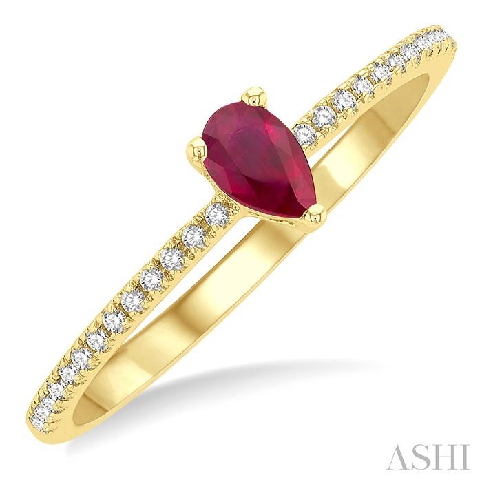 PEAR SHAPE GEMSTONE & PETITE DIAMOND FASHION RING