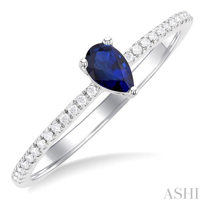 PEAR SHAPE GEMSTONE & PETITE DIAMOND FASHION RING