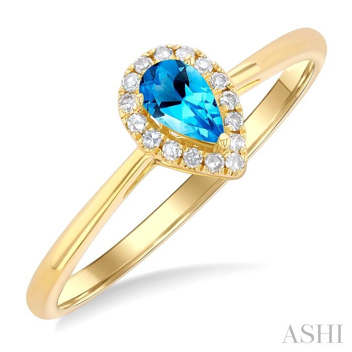 Pear Shape Gemstone & Halo Diamond Ring
