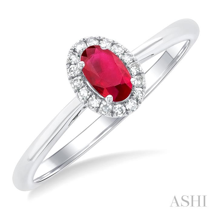 OVAL SHAPE GEMSTONE & HALO DIAMOND RING