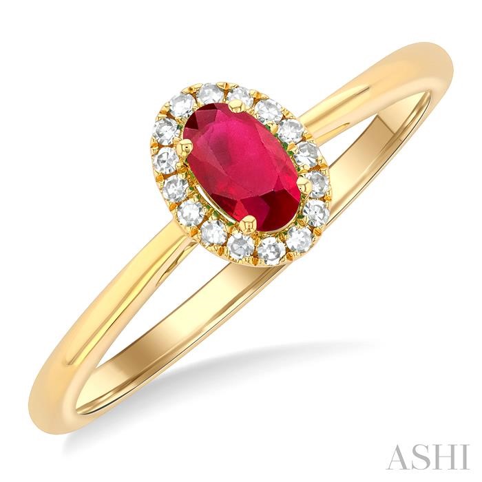 Oval Shape Gemstone & Halo Diamond Ring