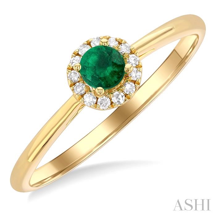 Round Shape Gemstone & Halo Diamond Ring
